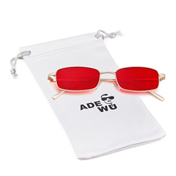 ADE WU Rectangle Sunglasses Unisex Stylish Vintage Design
