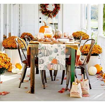 Stylish Fall Pumpkin Table Runner for Thanksgiving Celebrations