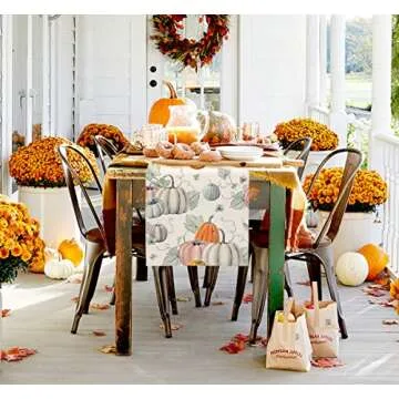 Stylish Fall Pumpkin Table Runner for Thanksgiving Celebrations