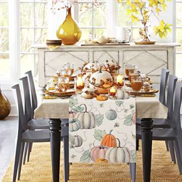 Stylish Fall Pumpkin Table Runner for Thanksgiving Celebrations