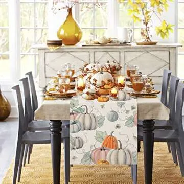 Stylish Fall Pumpkin Table Runner for Thanksgiving Celebrations