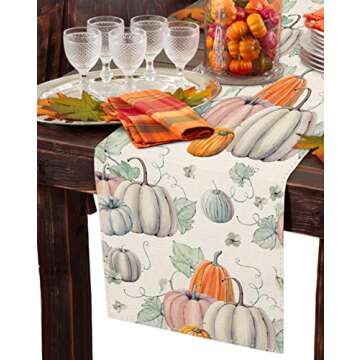 Stylish Fall Pumpkin Table Runner for Thanksgiving Celebrations