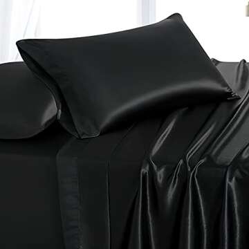 Rudong Black Satin Twin Sheet Set for Cozy Sleep