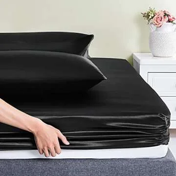 Rudong Black Satin Twin Sheet Set for Cozy Sleep