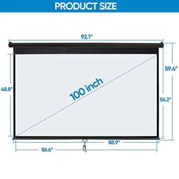 SUPER DEAL 100'' 16:9 HD Projection Screen Foldable Anti-Crease Portable Projector Movie Screen Manual Pull Down for Home Theater Presentation Education Outdoor Indoor Public Display, Black