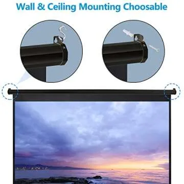 SUPER DEAL 100'' 16:9 HD Projection Screen Foldable Anti-Crease Portable Projector Movie Screen Manual Pull Down for Home Theater Presentation Education Outdoor Indoor Public Display, Black