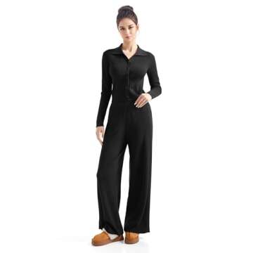 SUUKSESS Women Knit Long Sleeve Lounge Sets Ribbed Matching Comfy Two Piece Sets