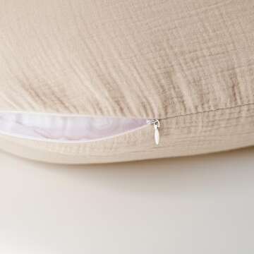 Konssy 2 Pack Muslin Nursing Pillow Covers, Soft and Adorable Nursing Cover for Breastfeeding Pillows, Pillow Slipcover for Baby Girls Boys Newborn(Brown,Cream)