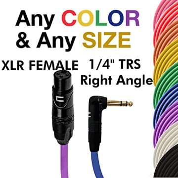 Balanced XLR Cable Female to Right Angle 1/4" TRS - 5 Feet Black - Pro 3-Pin Microphone Connector fo...