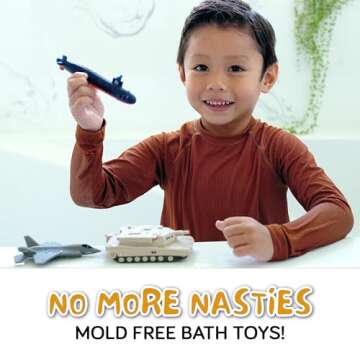 SplashEZ Mold Free Bath Toys for Kids Ages 0-4 - Army Themed Fun!