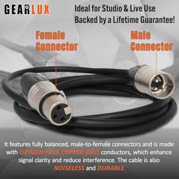 Gearlux XLR Microphone Cable, Fully Balanced, Male to Female, 25 Feet - 3 Pack