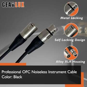 Gearlux XLR Microphone Cable, Fully Balanced, Male to Female, 25 Feet - 3 Pack
