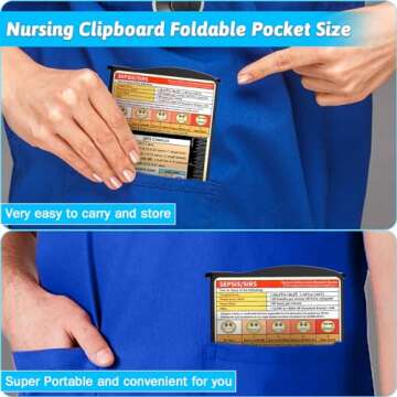 Nursing Clipboard Foldable Clipboard Medical: Nursing Edition Cheat Sheets Aluminum 3 Layers Foldabl...