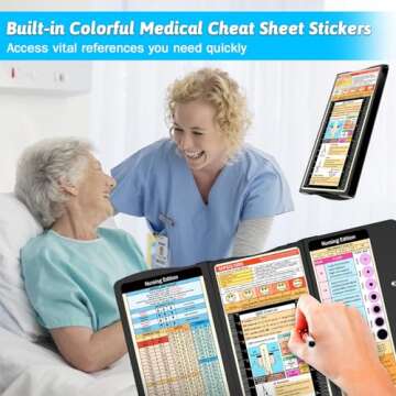 Nursing Clipboard Foldable Clipboard Medical: Nursing Edition Cheat Sheets Aluminum 3 Layers Foldable Clipboard Nursing Pocket Size Profile Clip Nurse Clipboard Notepad for Nurses Students and Doctors