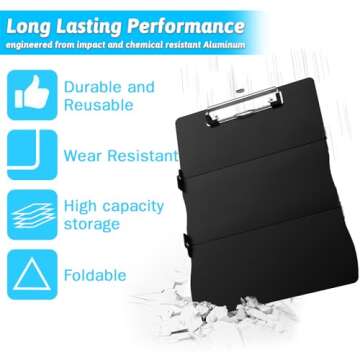 Nursing Clipboard Foldable Clipboard Medical: Nursing Edition Cheat Sheets Aluminum 3 Layers Foldable Clipboard Nursing Pocket Size Profile Clip Nurse Clipboard Notepad for Nurses Students and Doctors