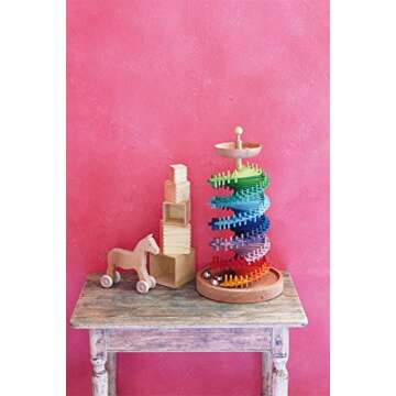 Grimm's Handcrafted Wooden Rainbow Bell Tower