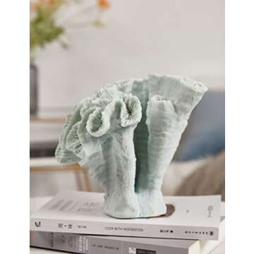 HAUCOZE Artificial Coral Decor Ocean Sculpture Arts Modern Gifts Polyresin Blue 7.5 inch