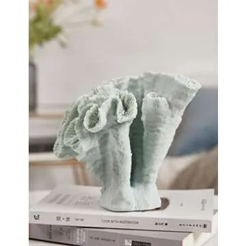 HAUCOZE Artificial Coral Decor Ocean Sculpture Arts Modern Gifts Polyresin Blue 7.5 inch
