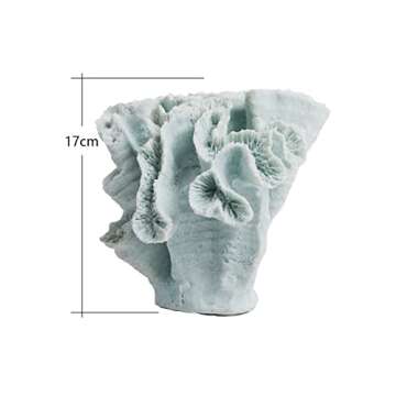 HAUCOZE Artificial Coral Decor Ocean Sculpture Arts Modern Gifts Polyresin Blue 7.5 inch