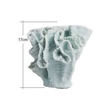 HAUCOZE Artificial Coral Decor Ocean Sculpture Arts Modern Gifts Polyresin Blue 7.5 inch