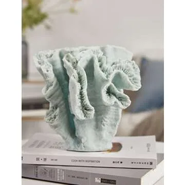 HAUCOZE Artificial Coral Decor Ocean Sculpture Arts Modern Gifts Polyresin Blue 7.5 inch