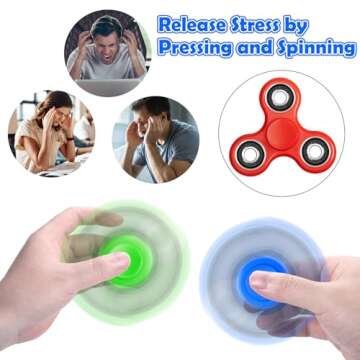 SCIONE Fidget Spinners Toys 5 Pack, Sensory Hand Fidget Pack Bulk, Anxiety Toys Stress Relief Reduce...