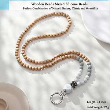 USANGERS Lanyards for ID Badges Keys Women Cute Teacher Lanyard with ID Holder Silicone Wooden Beaded Lanyard Necklace School Work Jewelry Female Nurse Accessories Teacher Appreciation Gifts Women