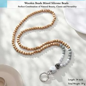 USANGERS Lanyards for ID Badges Keys Women Cute Teacher Lanyard with ID Holder Silicone Wooden Beaded Lanyard Necklace School Work Jewelry Female Nurse Accessories Teacher Appreciation Gifts Women
