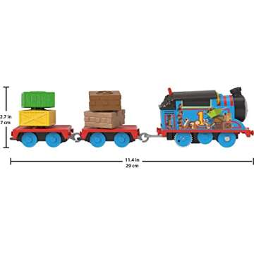 Thomas & Friends Toy Train, Wobble Cargo Thomas Motorized Engine with 2 Cargo Cars for Preschool Rai...