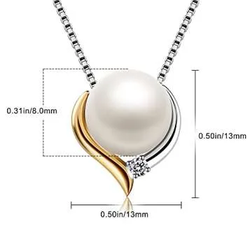 Jewlldeen Pearl Necklace for Women,Heart Pendant necklaces Sterling Silver 925,Cubic Zirconia 18'' Jewelry for Women,Wife,Mom, Her