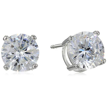 Stunning Platinum Plated Sterling Silver Cubic Zirconia Stud Earrings