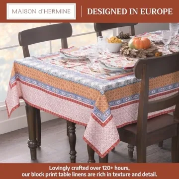 Maison d' Hermine Table Cloth Rectangle Table 100% Cotton 54 x 72 Inches Fall Tablecloth Reusable Ev...