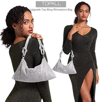 TOPALL Rhinestone Purse for Women Party Evening Handbag