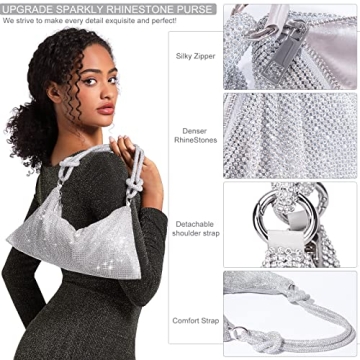 TOPALL Rhinestone Purse for Women Party Evening Handbag