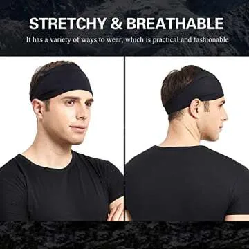 Acozycoo Men's Running Headbands, 5-Pack of Comfortable Sweatbands