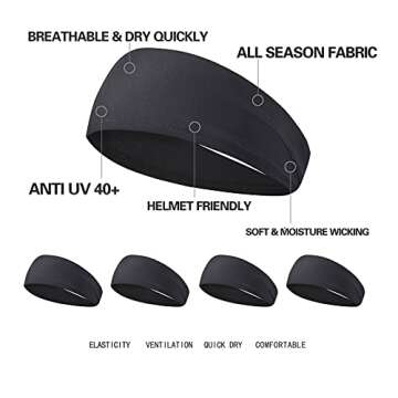 Acozycoo Men's Running Headbands, 5-Pack of Comfortable Sweatbands