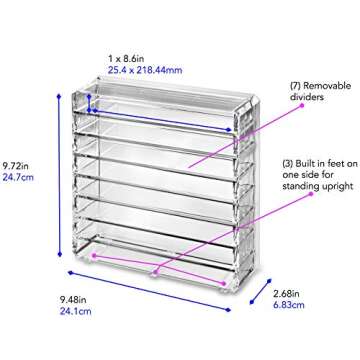 byAlegory (Set Of 2) Acrylic Makeup Eyelashes 'Lash' Organizer w/Removable Dividers Designed To Stand & Lay Flat 8 Space False Eye Lash Extension Cosmetic Storage - Clear