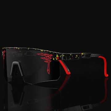 ACEXPNM Two Sizes Baseball Sunglasses For Adults and Youth Boys Girls Kids UV400 Men Women Outdoor Sports Sun Glasses (CY1)