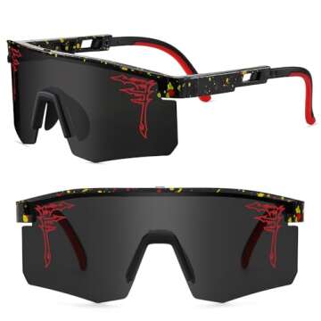 ACEXPNM Two Sizes Baseball Sunglasses For Adults and Youth Boys Girls Kids UV400 Men Women Outdoor Sports Sun Glasses (CY1)