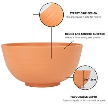 Homienly Wheat Straw Bowls - Unbreakable Set of 8 for All