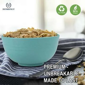 Homienly Wheat Straw Bowls - Unbreakable Set of 8 for All