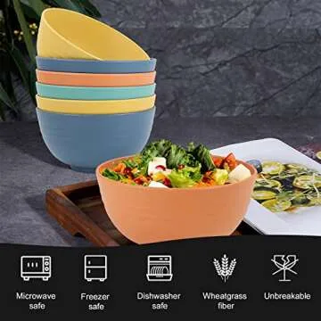 Homienly Wheat Straw Bowls - Unbreakable Set of 8 for All