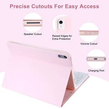 TQQ Keyboard Case for iPad 10th Generation - Stylish & Functional (10.9", 2022), Pink