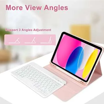 TQQ Keyboard Case for iPad 10th Generation - Stylish & Functional (10.9", 2022), Pink