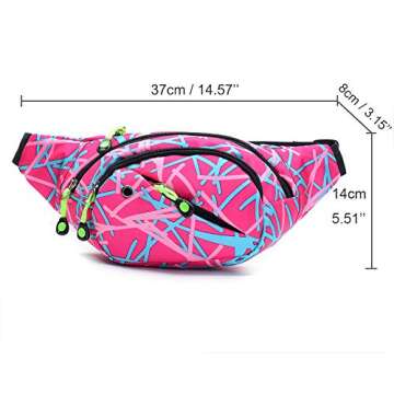 Fanny Pack Fashion Waist Chest Bag Adjustable Belt Chest Shoulder Pack Casual Bag Bum Bags Hip Pouch for Running Hiking Fitness Cycling Beach Travel Concert Festival (Pink)