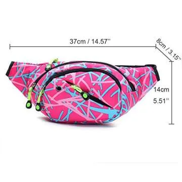 Fanny Pack Fashion Waist Chest Bag Adjustable Belt Chest Shoulder Pack Casual Bag Bum Bags Hip Pouch for Running Hiking Fitness Cycling Beach Travel Concert Festival (Pink)