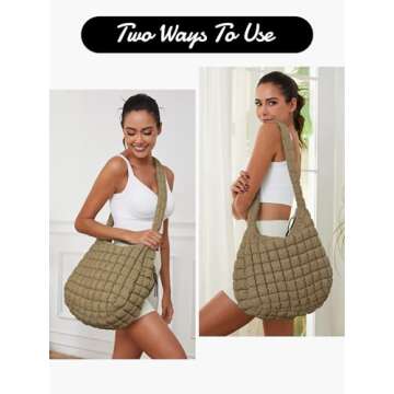 Puffer Quilted Shoulder Bag for Women Padding Shoulder Bag Puffy Hobo Bag Trendy Tote Bag 2025