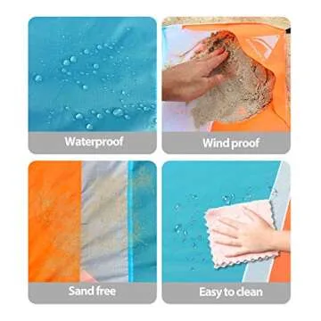 AISPARKY Beach Blanket Beach Mat Outdoor Picnic Blanket Large Water Proof and Drying Mats Nylon Pocket Picnic for Outdoor Travel…