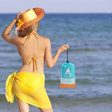 AISPARKY Beach Blanket Beach Mat Outdoor Picnic Blanket Large Water Proof and Drying Mats Nylon Pocket Picnic for Outdoor Travel…