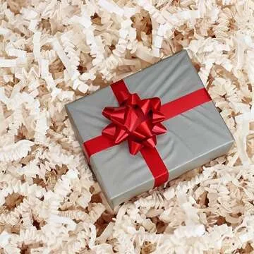 Mighty Gadget 1 LB (16 oz) Beige Cream Light Ivory Crinkle Cut Paper Shred Filler for Gift Wrapping & Basket Filling